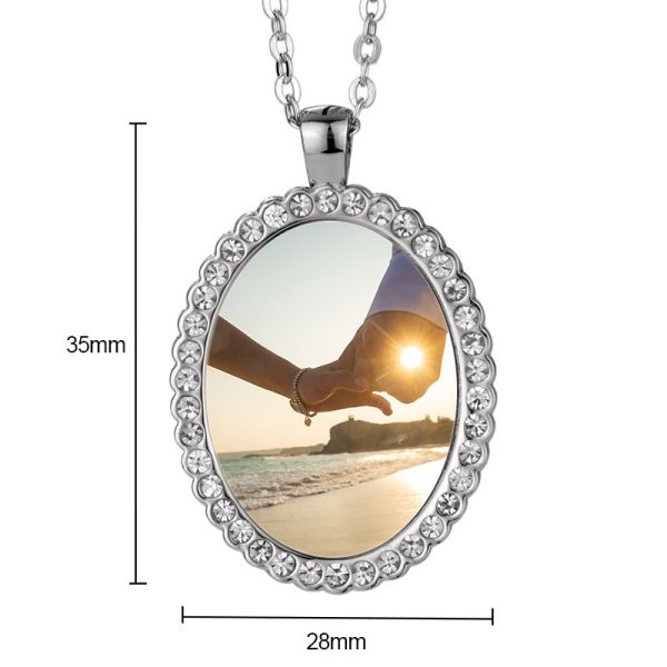 Jewelry Necklace Souvenir Gift Heart Locket Necklace Sublimation Heart Shaped Diamond Necklace