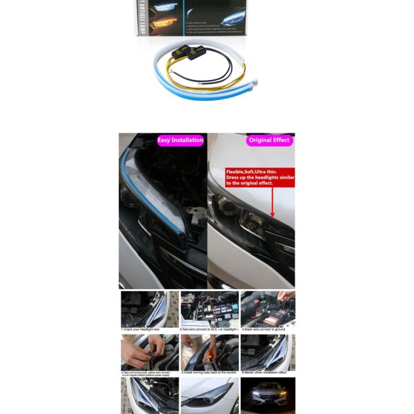 Neon Wire 30/45/60CM RGB Colorful Led Daytime Running Lamps Soft Article