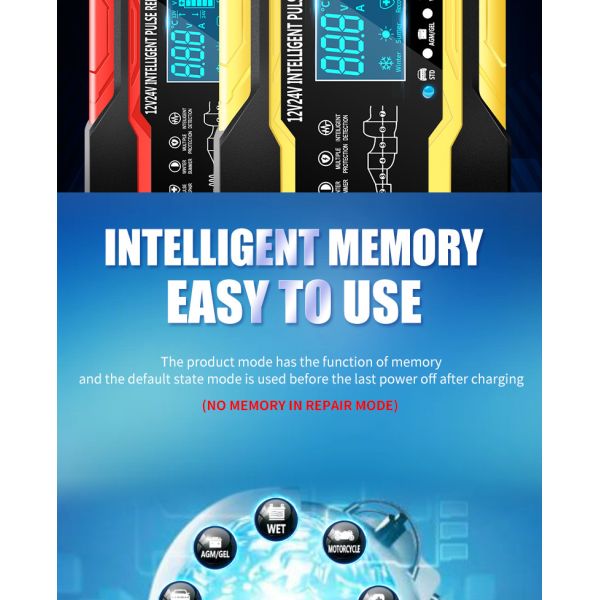 12V 24V 15A 7 Stage Intelligent Pulse Charger For Lead Acid Battery