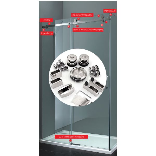 Bathroom Glass Hardware Sliding Door Frameless Accessories Modern Design Style Long Lif