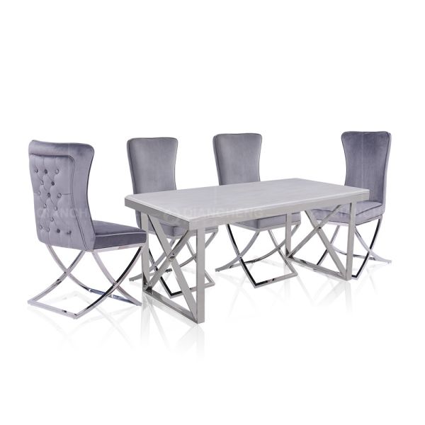 White Smooth 78''X39''X30'' Luxury Marble Dining Table 4 6 Seater For Kitchen