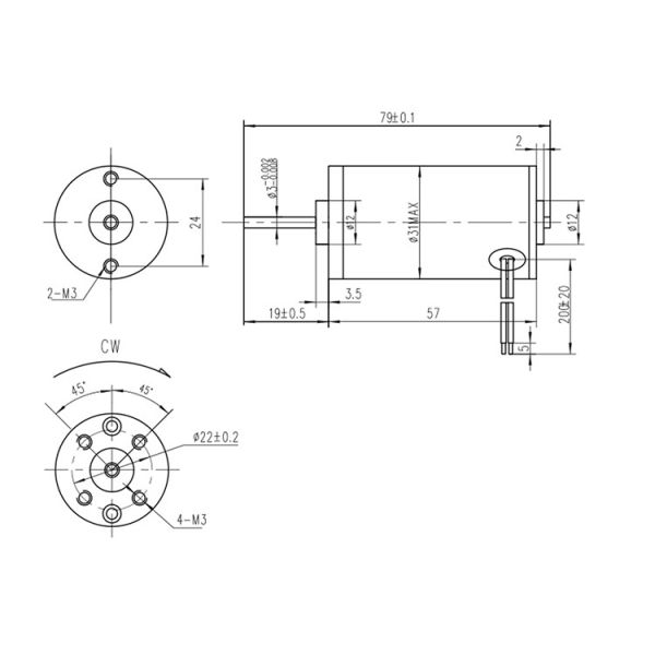 DC24V 4000rpm-8000rpm 31ZY Large Torque Permanent Magnet DC Motor Carbon Brushed