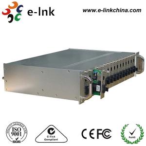 China 19 Inch 2U Rack Structure 16Ch  Fiber Ethernet Media Converter Chassis with Dual Power Supply on sale