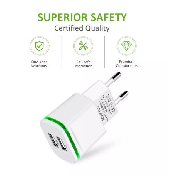 Usb 3.0 Quick Charge Dual Usb Wall Charger Power Adapter Fast Charging With Led Light 10w Mobile Phone