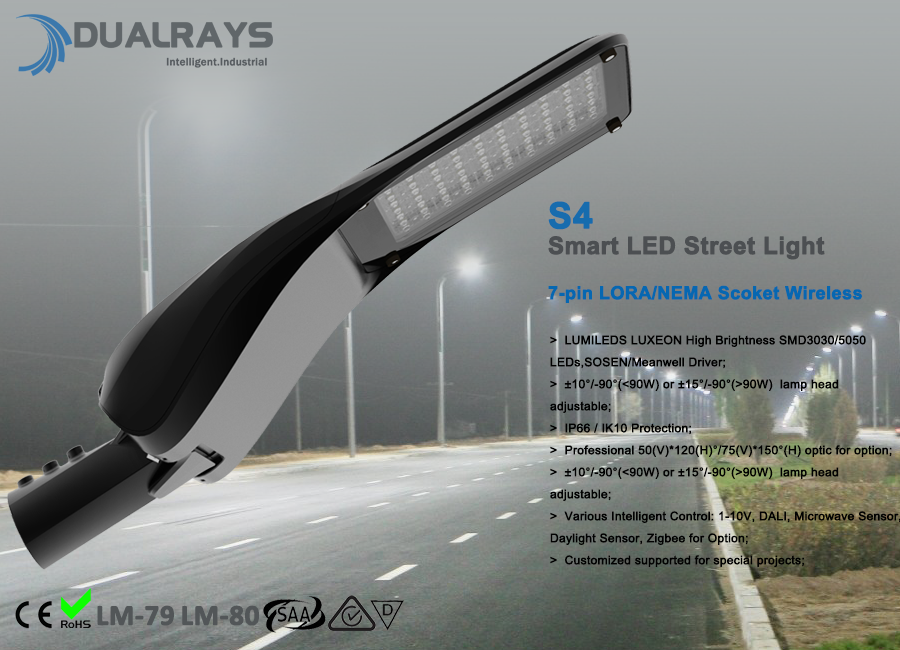 Dualrays S4 Series 30W Cast Aluminum Outdoor LED Street Light with 5 Years Warranty