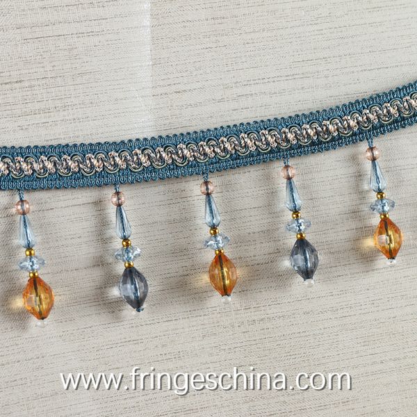 Handmade fashionable chain beads lace tassels fringes for curtain/sofa/pillow decoration