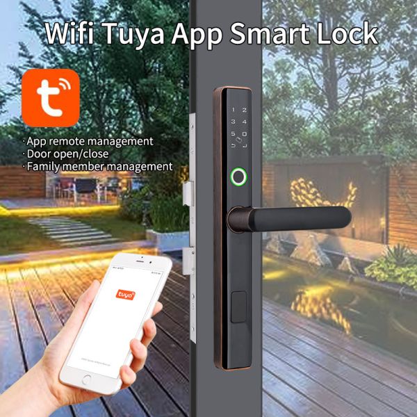 Glomarket Zinc Alloy Smart Door Lock With Tuya WiFi Fingerprint Smartphone APP Remote Control For House Apartment