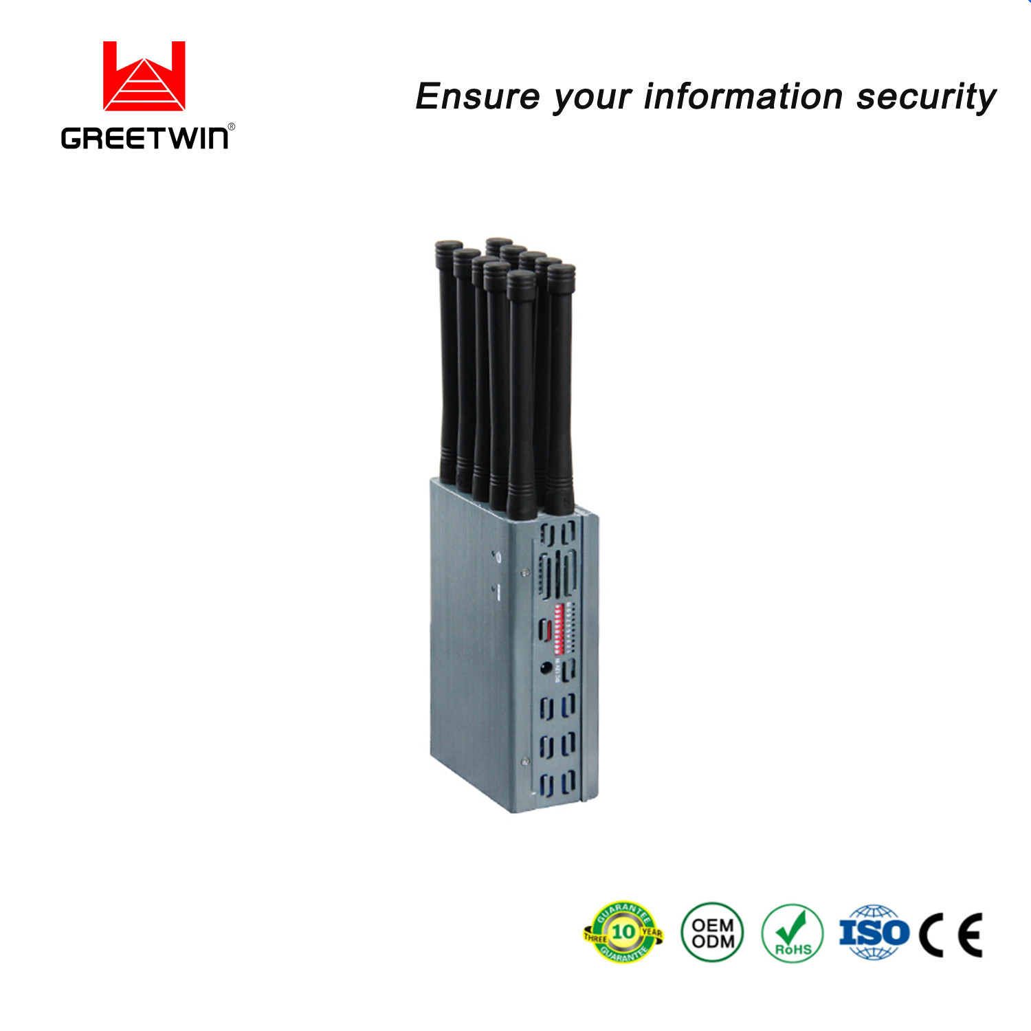 UMTS WCDMA Bluetooth Signal Jammer 8000mAH 10w 5G LTE Wifi 40m