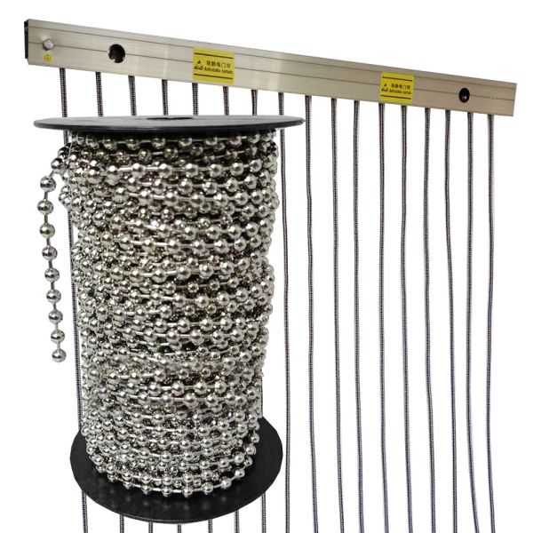 Spacing Of 8cm Conductive Door Curtain Width 2m * Height 1m Diameter 6mm Static Conductive Stainless Steel Bead Curtain