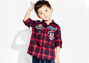 China Checked Woven Fabric Kids Boys Clothes Kids Long Sleeve Polo Shirts Soft wholesale