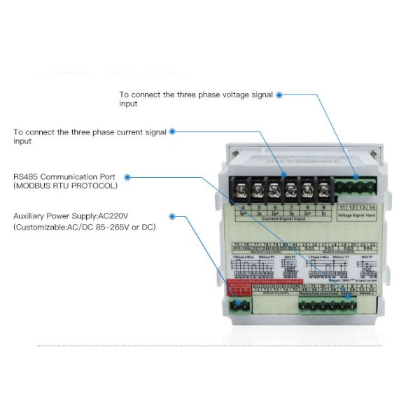three phase digital multifunction ampere volt poer energy meter ith RS485 meter 220 volt att meter