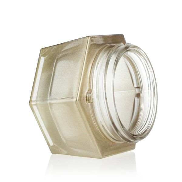 Luxury 30g Cosmetic Jar Packaging Skincare Hexagonal Glass Jars