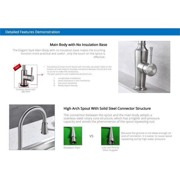 SUS304 Stainless Steel Kitchen Sink Extendable Tap DC6V Flexible Kitchen Mixer Tap