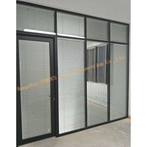 China Aluminum Soundproof Tempered Glass Partition Walls With Blind wholesale