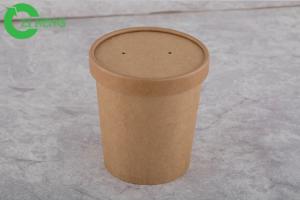 China Food Grade Kraft Paper Cups 16 Oz Double PE Coating Thick Top Edge For Salad wholesale