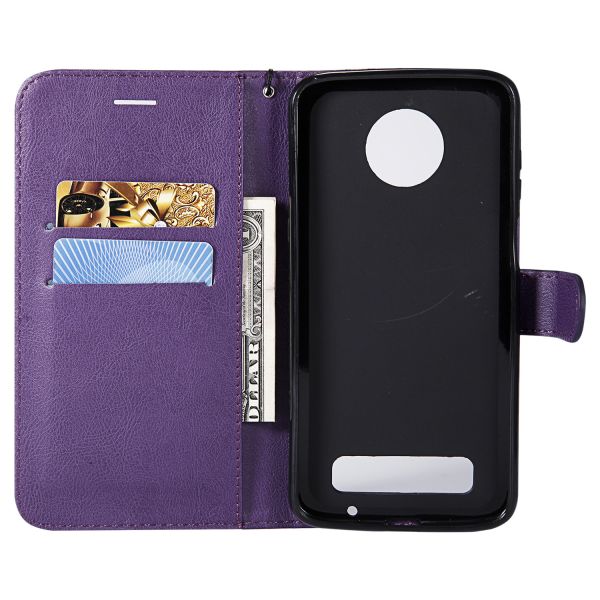 Moto Z3 Play Pure Color Leather Wallet Protective Case with Card Slots