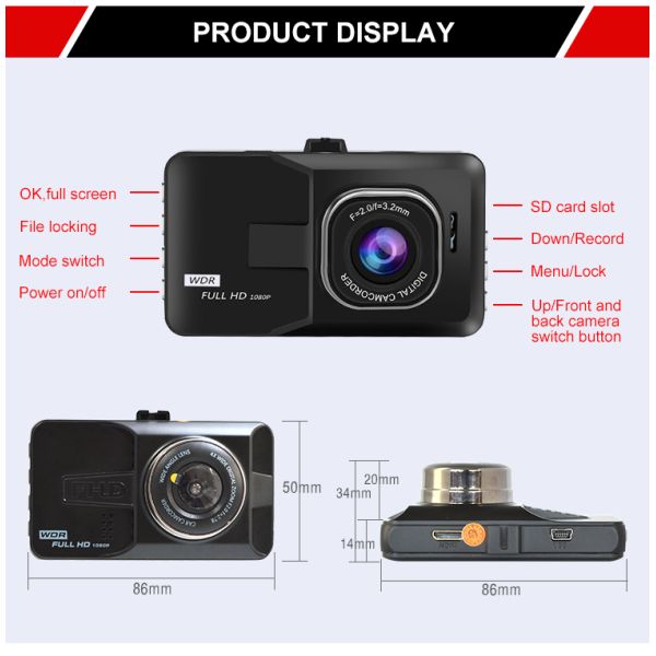 Mini Hidden Car DVR Camera Gps Radar Detector With Built - In 200mAh Battery