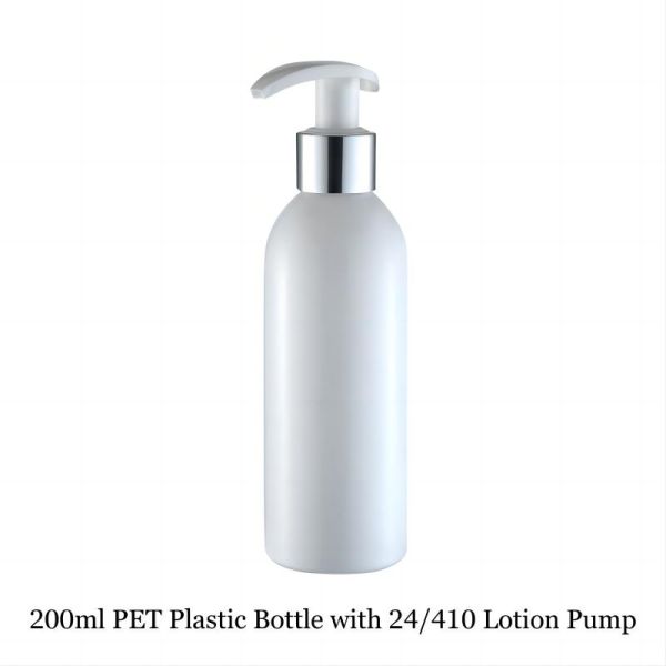 180ml/200ml/250ml Capacity Round Shoulder Cylinder PET Plastic Bottles with Lotion Pumps