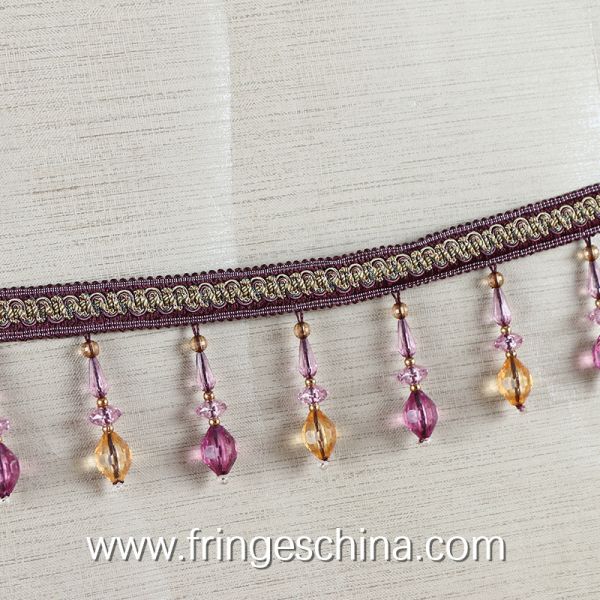 Handmade fashionable chain beads lace tassels fringes for curtain/sofa/pillow decoration