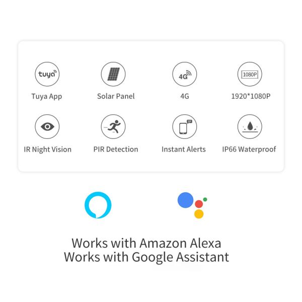 Tuya App TCP CMOS 4G Wifi Security Camera 850nm Burglar Alarm Systems