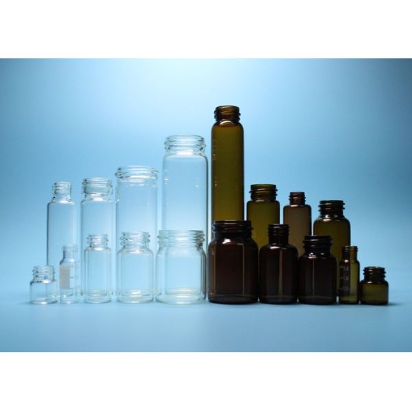 Clear and Amber Pharmaceutical or Cosmetic Threaded Top Glass Bottle Vial