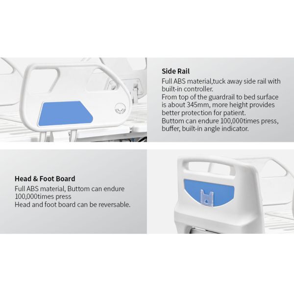 215CM Height Adjustable Electric Hospital Bed 90 Deg Medical ICU Room