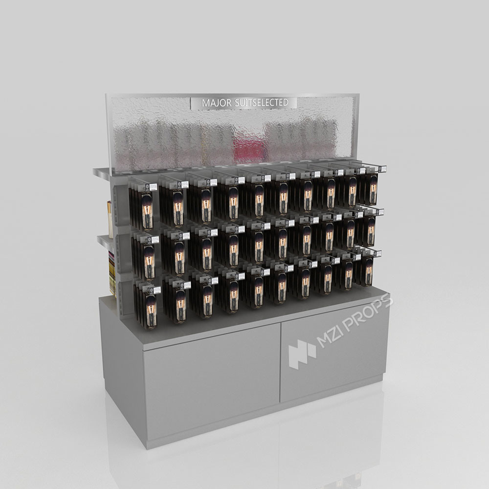 GDR11-ZD01-B Cosmetics Retail Display with LED Light Strips and Gray Glass for