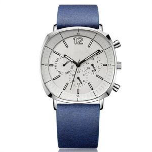 China Microfiber Leather Strap Mens Mechanical Quartz Watch With 3 Eyes Dial wholesale