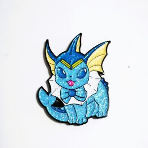 Buy cheap Pokeman Game Glitter Enamel Lapel Pins Vaporeon Design With Rubber Clutches from wholesalers