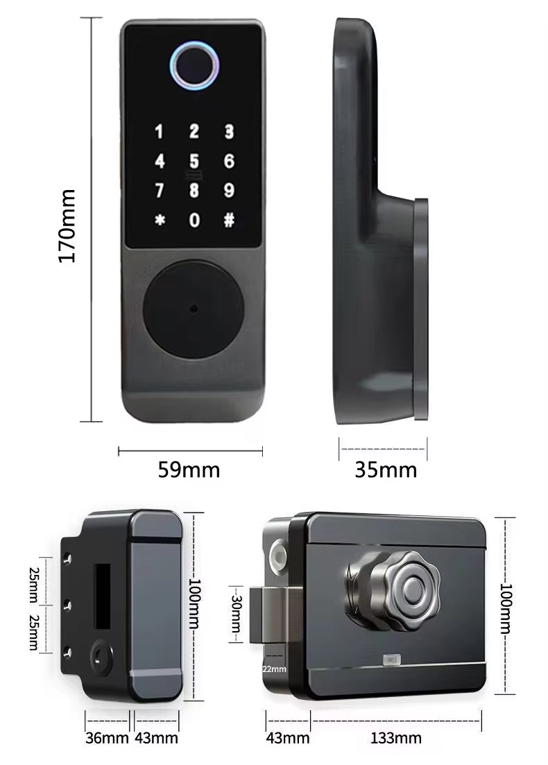 Qleung S812-4 Digital Waterproof Fingerprint Password Card TTlock App Remote Unlock Smart Home Door Lock
