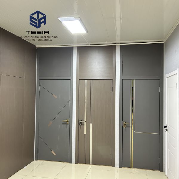 Tesia Waterproof Customized Wooden Plywood Room Door PVC WPC Internal Door