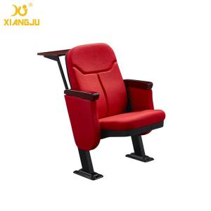 China 550mm Dimention Metal Folding Seat Fixed On Floor Lecture Hall Chairs with table at back wholesale