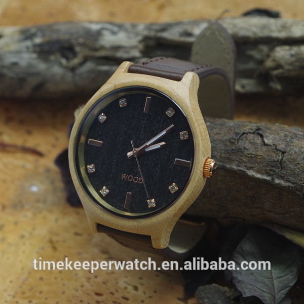 custom wood watches ladies 2015 , wooden bamboo and leather watches oem