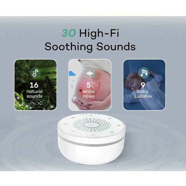 5V White Noise Machine with 30 Sounds and 5-Color Night Light