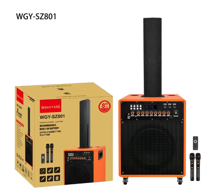 80W Output RMS Power Portable Party Speaker with 8-inch Subwoofer and Lithium Battery for Outdoor Events