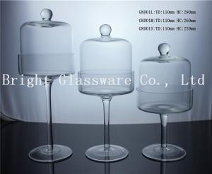 China handmade blown glass dome glass cake cover with stand wholesale