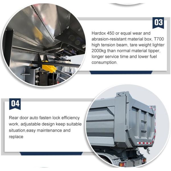 Hydraulic Cylinder 50T 4 Axle End Dump Trailers U Type