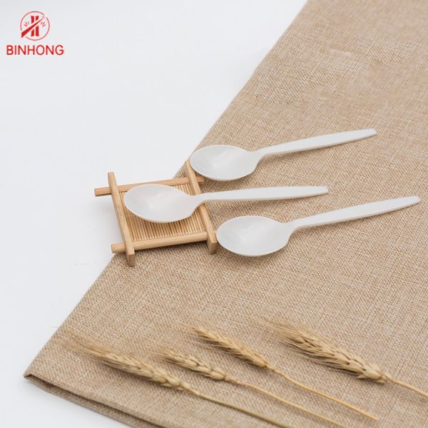 Degradable Cornstarch 14.8cm Wooden Spoon Cutlery