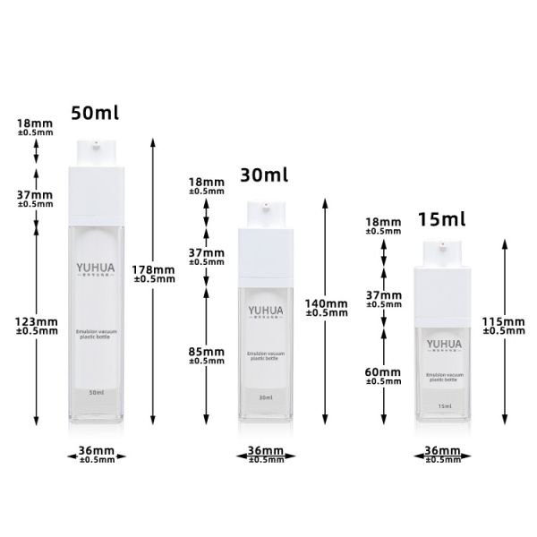 Transparent Airless Plastic Packaging Bottles 15ml 30ml 50ml