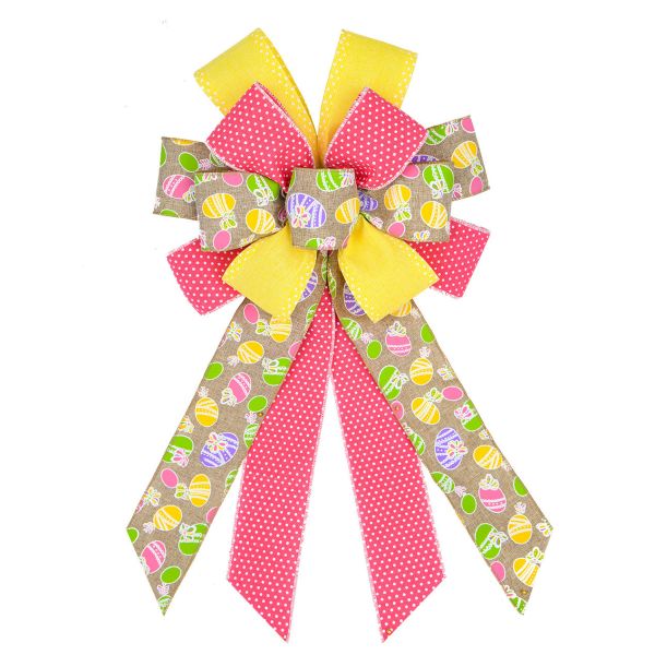 Cute Cartoon Egg And Rabbit Easter Ribbon Bow For Festival Decoration