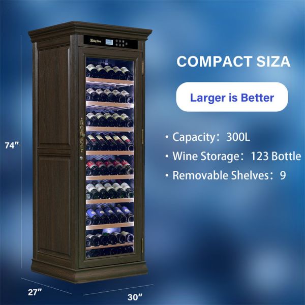 Touch Control Tall Lockable Drinks Fridge Brown Wood Wine Cooler Cabinet Touch Control Tall Lockable Drinks Fridge Brown Wood Wine Cooler Cabinet