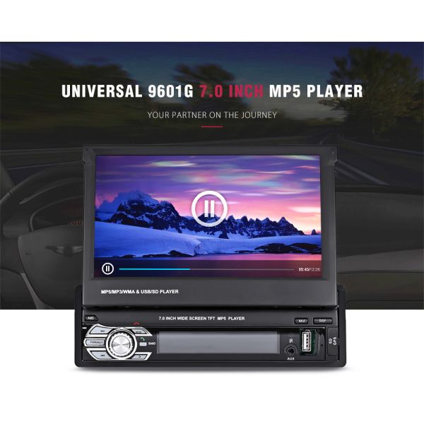 7 Inch Retractable Android Car Radio 1 Din FM AM USB Bluetooth Car Multimedia System With Gps