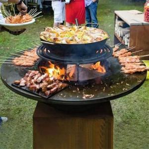 China Europe Garden Kitchens Fire Pit Barbeque Corten Steel Outdoor Charcoal Bbq Grill wholesale