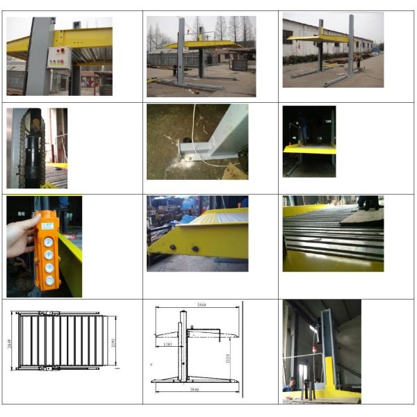 2 Post Car Parking Car Vehicle Lift Auto Storage Car Parking System 2.3T 2.7T 3.2T