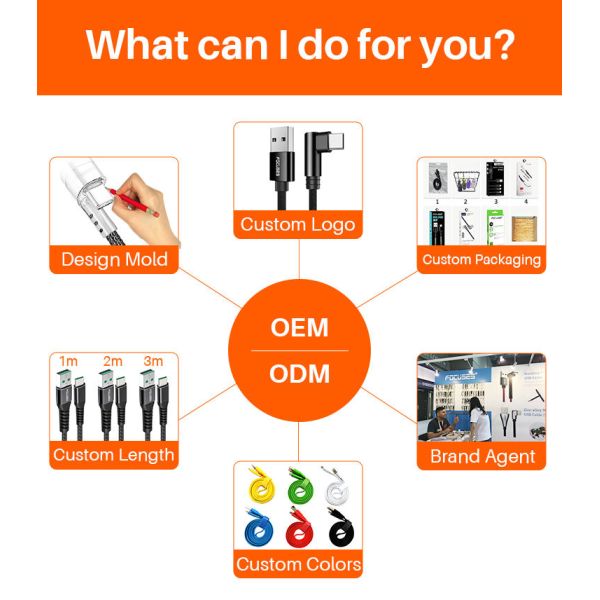 Focuses 60W Fast Charging Data Cable ROHS 3 Foot USB C Cable