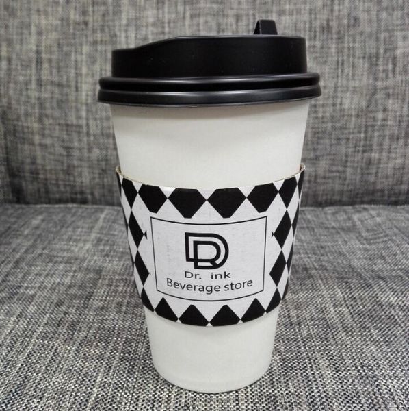Promotional Coffee Paper Cup Sleeve With Logo Flexible Heat Resistant Handle