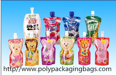 fruit shape packaging pouch reseable stand up pouch packaging bags with spout juice drink plastic spout pouch
