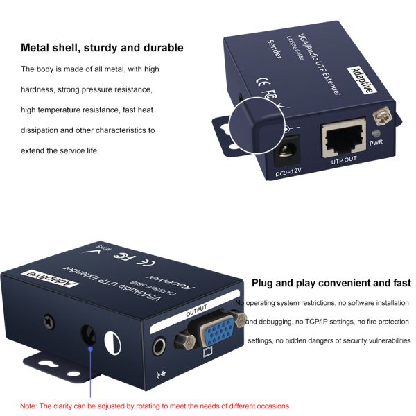 Twisted HD VGA Extender 100 Meters VGA TO RJ45 Transmission Signal Transceiver Pair