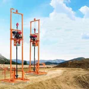 Household Small Water Well Drilling Rig Gasoline 80m Multifunctional Agricultura