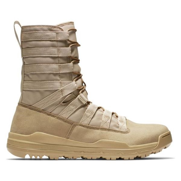 Khaki Genuine Leather Upper Boots Nylon Reinforced With Rubber Outsole